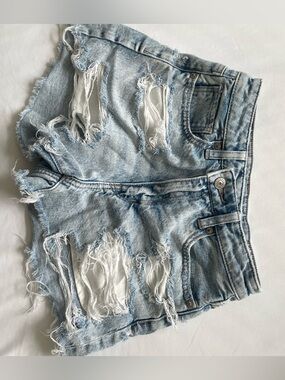 American Eagle Distressed Light Wash Denim Shorts